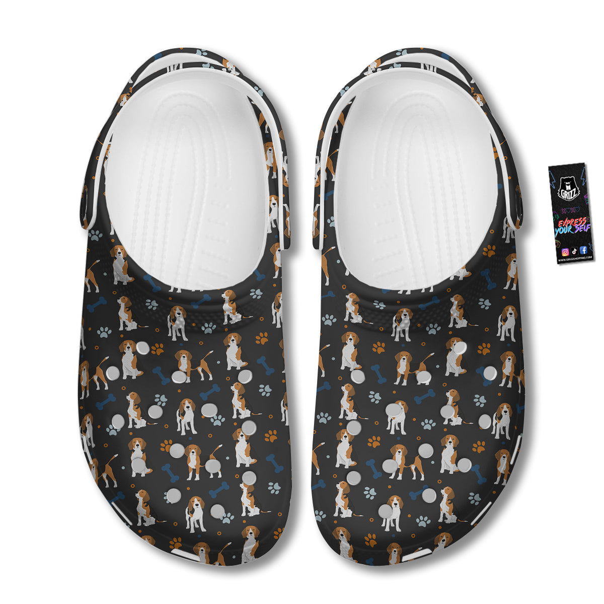 Beagle Cute Cartoon Print Pattern Clog-grizzshop