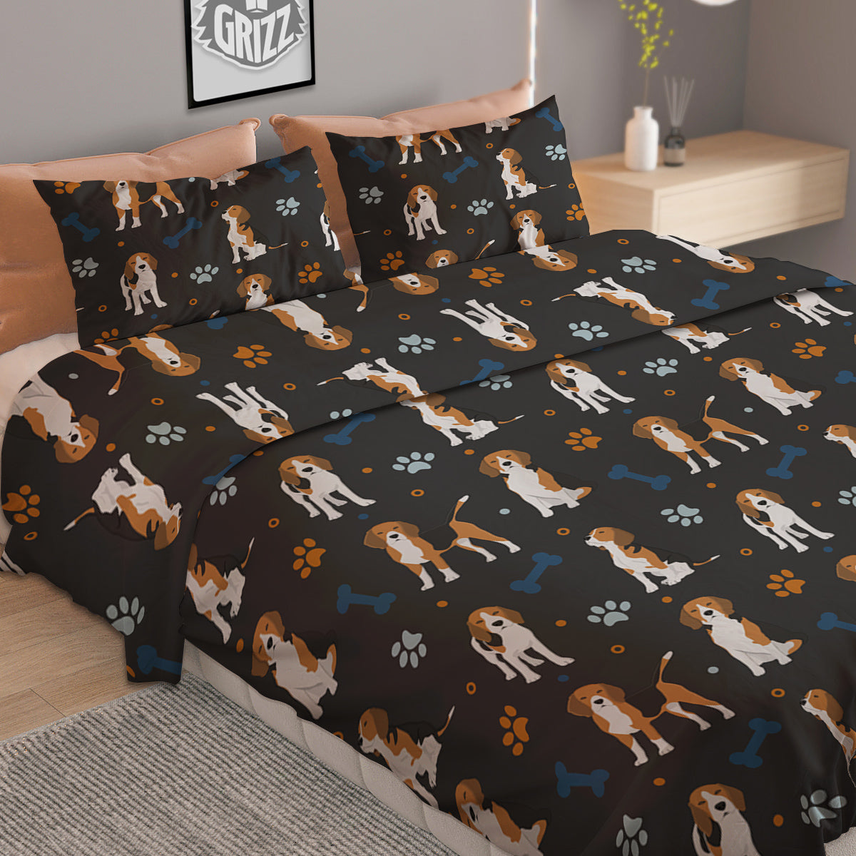 Beagle Cute Cartoon Print Pattern Duvet Cover Bedding Set