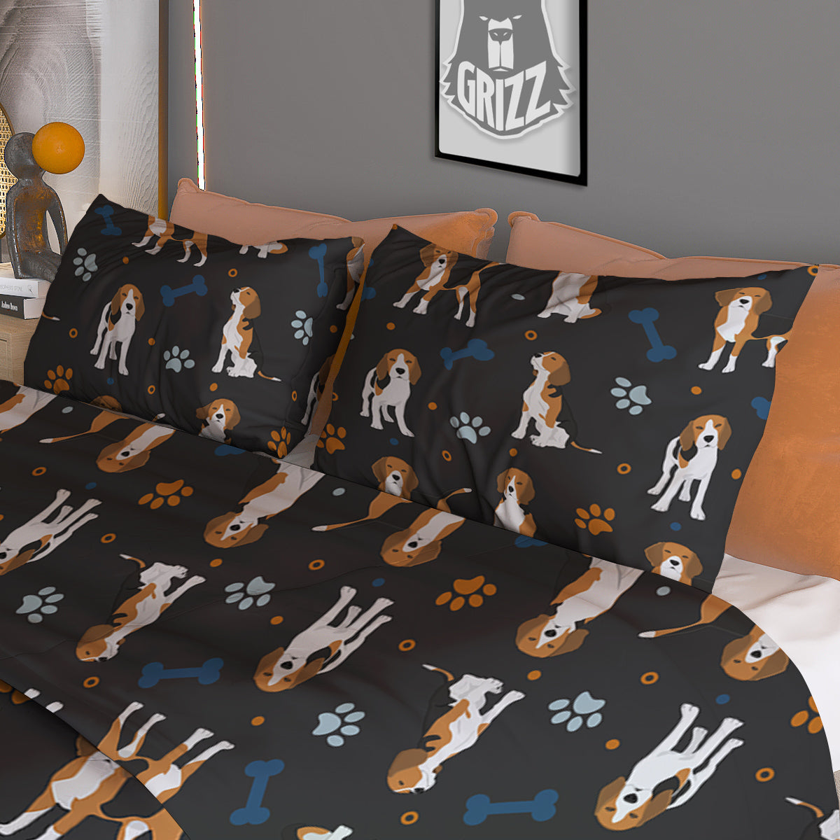 Beagle Cute Cartoon Print Pattern Duvet Cover Bedding Set