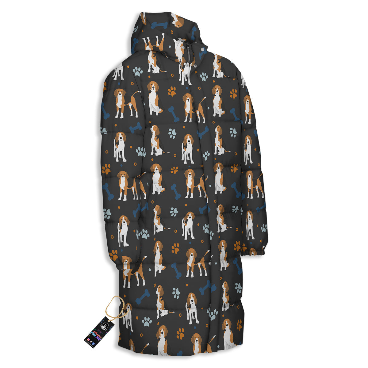 Beagle Cute Cartoon Print Pattern Long Down Jacket-grizzshop