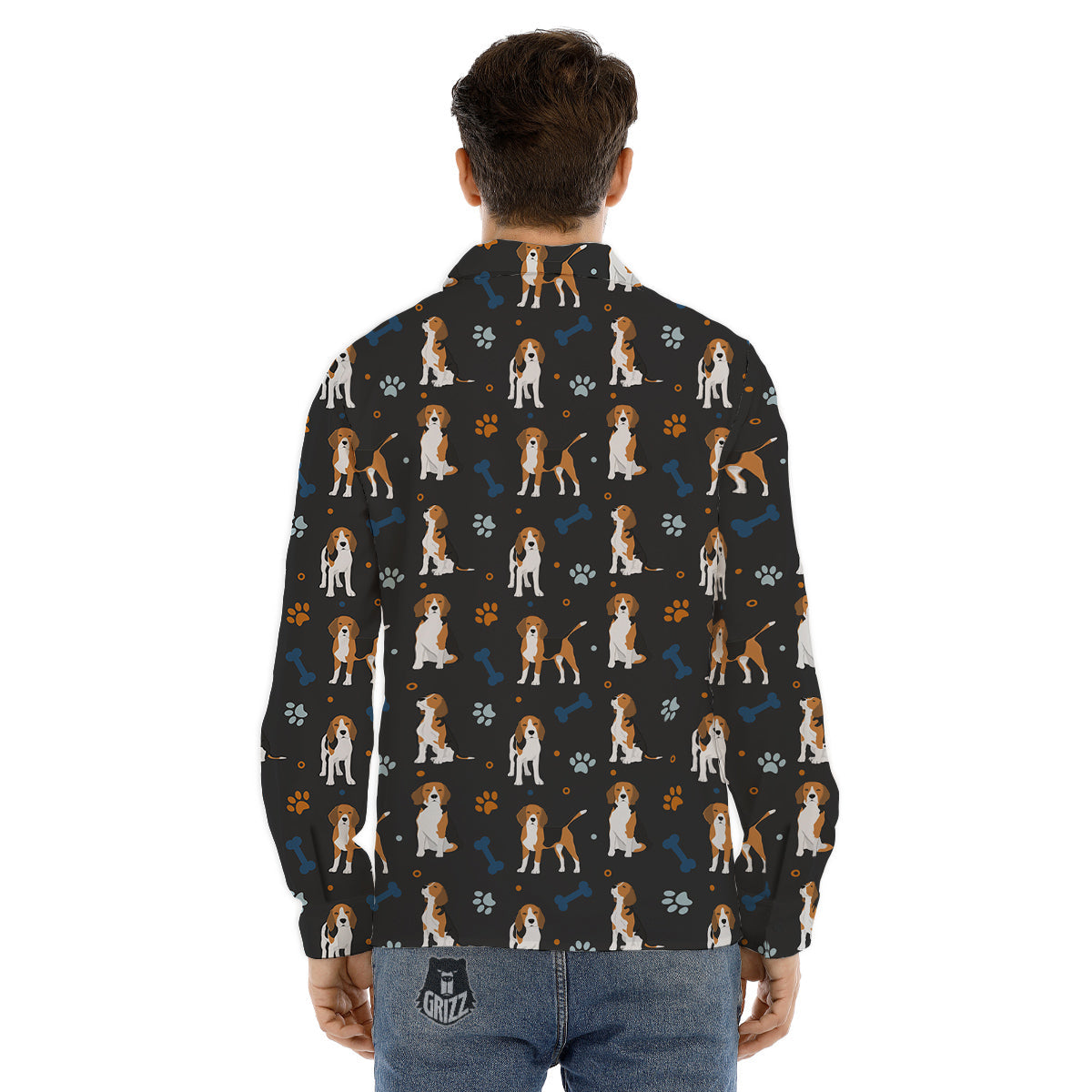 Beagle Cute Cartoon Print Pattern Men's Dress Shirts-grizzshop