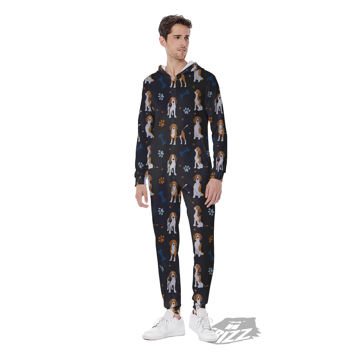 Beagle Cute Cartoon Print Pattern Men's Jumpsuit-grizzshop