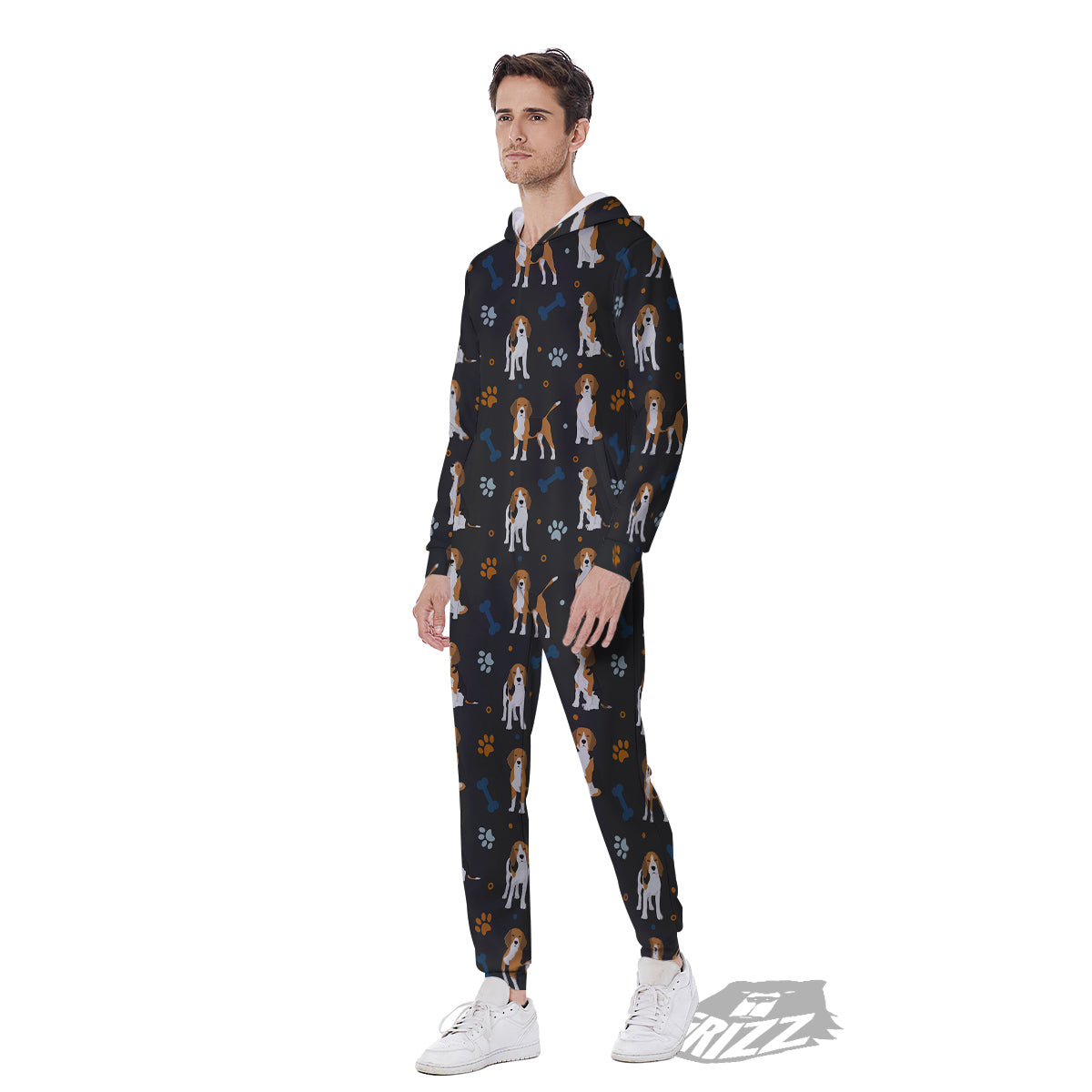 Beagle Cute Cartoon Print Pattern Men's Jumpsuit-grizzshop