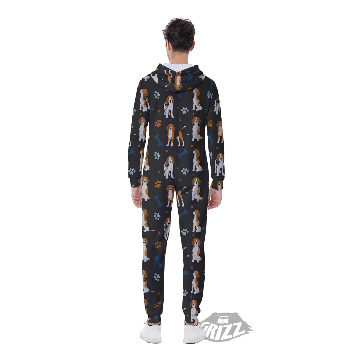 Beagle Cute Cartoon Print Pattern Men's Jumpsuit-grizzshop