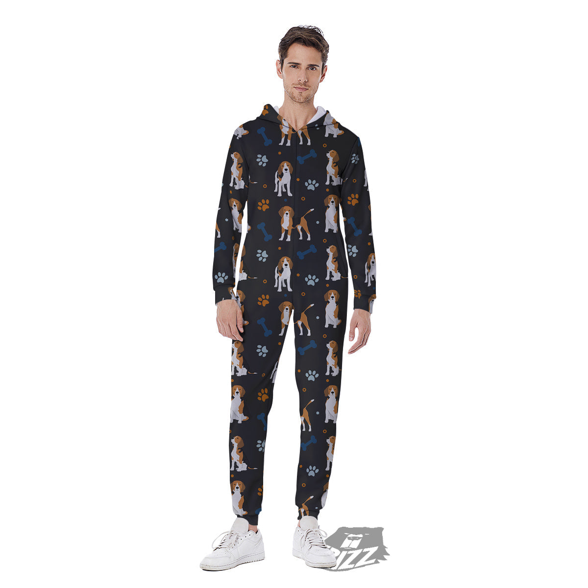 Beagle Cute Cartoon Print Pattern Men's Jumpsuit-grizzshop