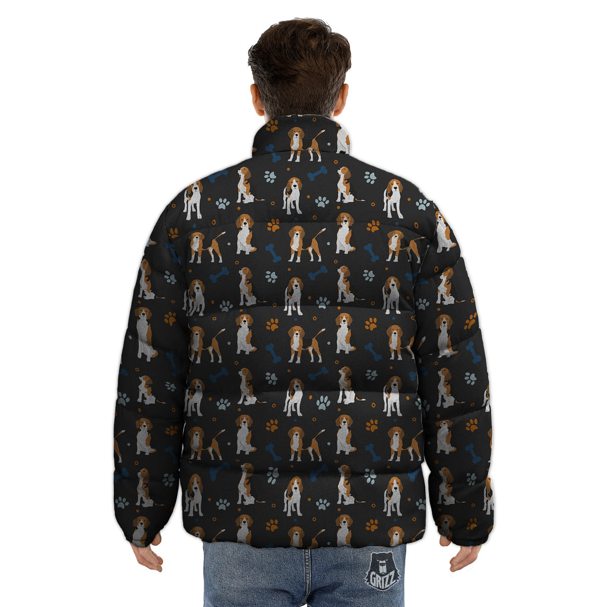 Beagle Cute Cartoon Print Pattern Puffer Jacket-grizzshop