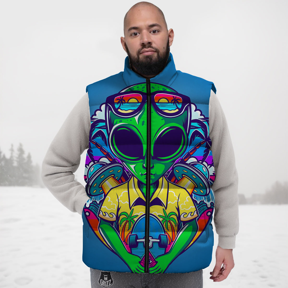 Beagle Dog Bone Pattern Print Down Vest