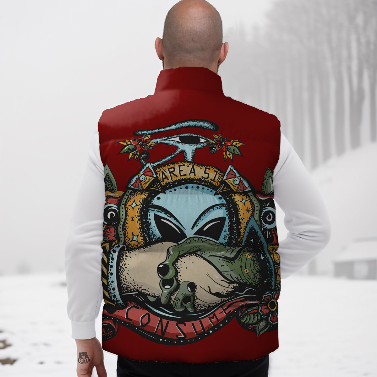 Beagle Paw Dog Bone Pattern Print Down Vest