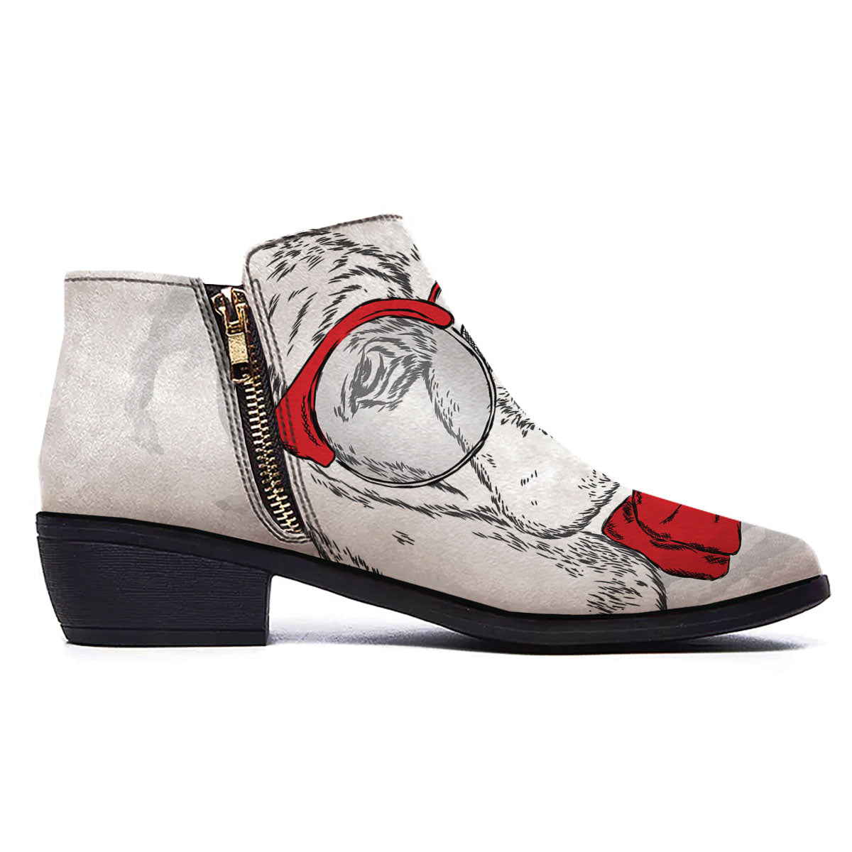 Beagle With Glasses Hipster Print Ankle Boots-grizzshop