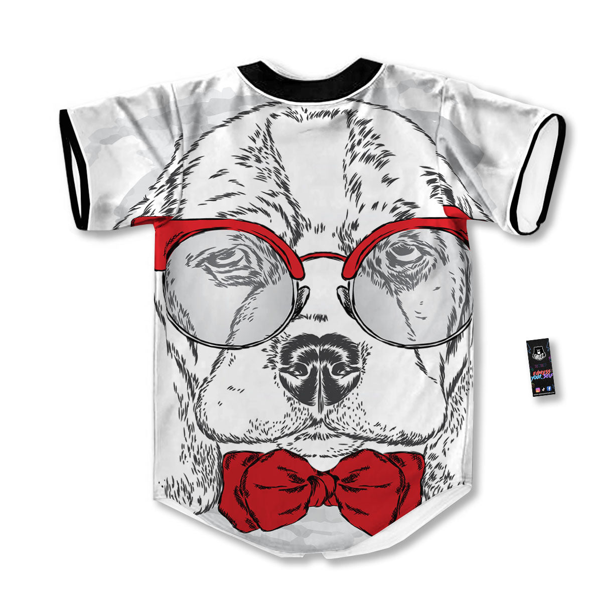 Beagle With Glasses Hipster Print Baseball Jersey-grizzshop