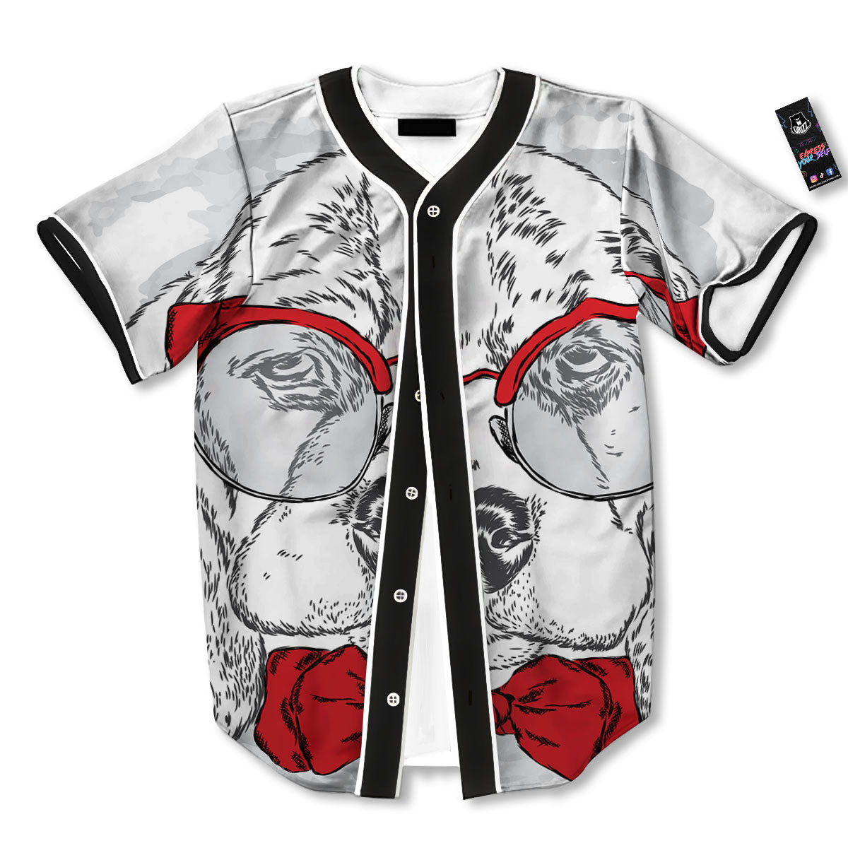 Beagle With Glasses Hipster Print Baseball Jersey-grizzshop