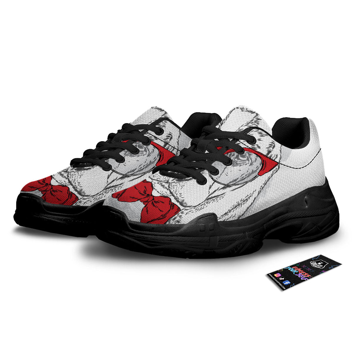 Beagle With Glasses Hipster Print Black Chunky Shoes-grizzshop