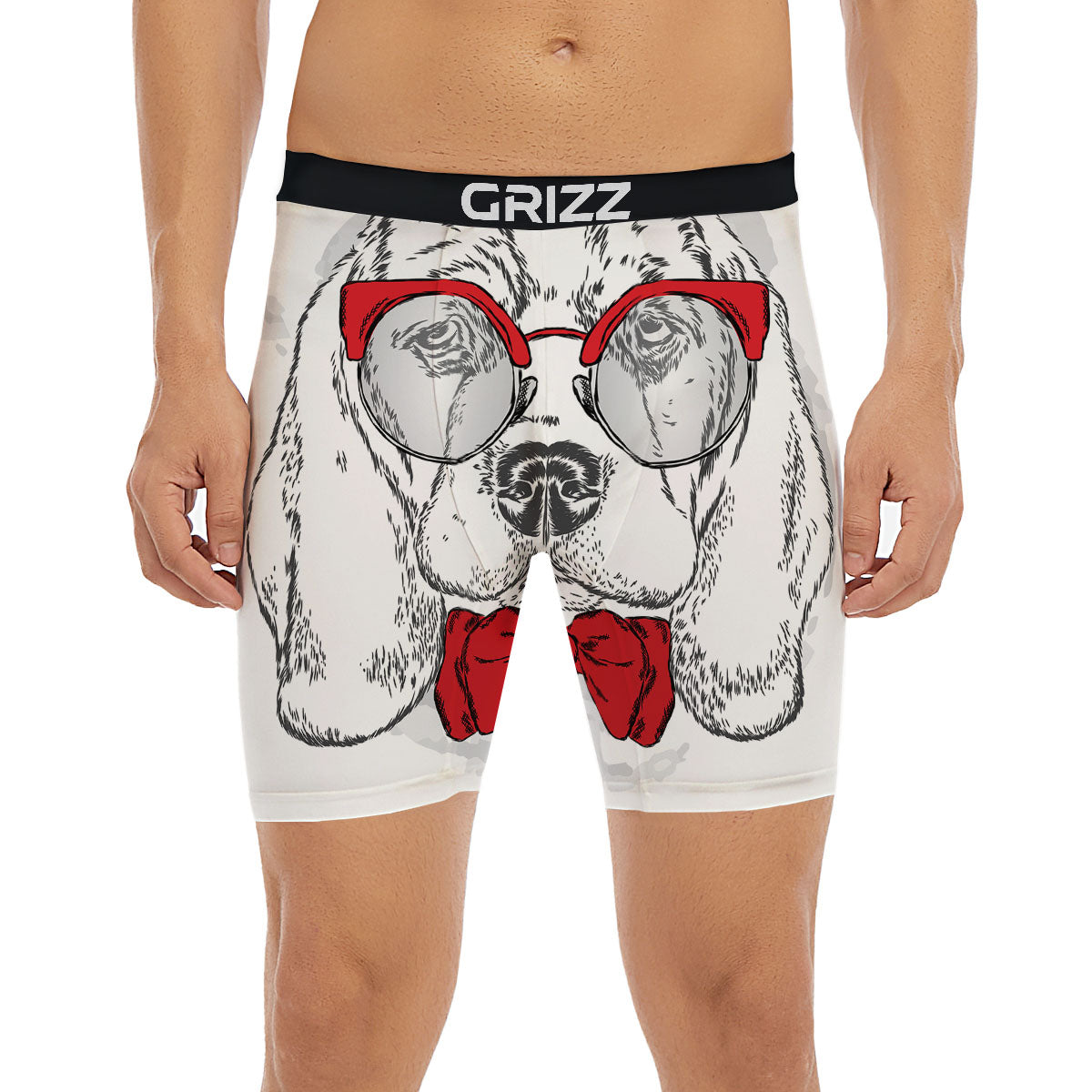 Beagle With Glasses Hipster Print Boxer Briefs-grizzshop