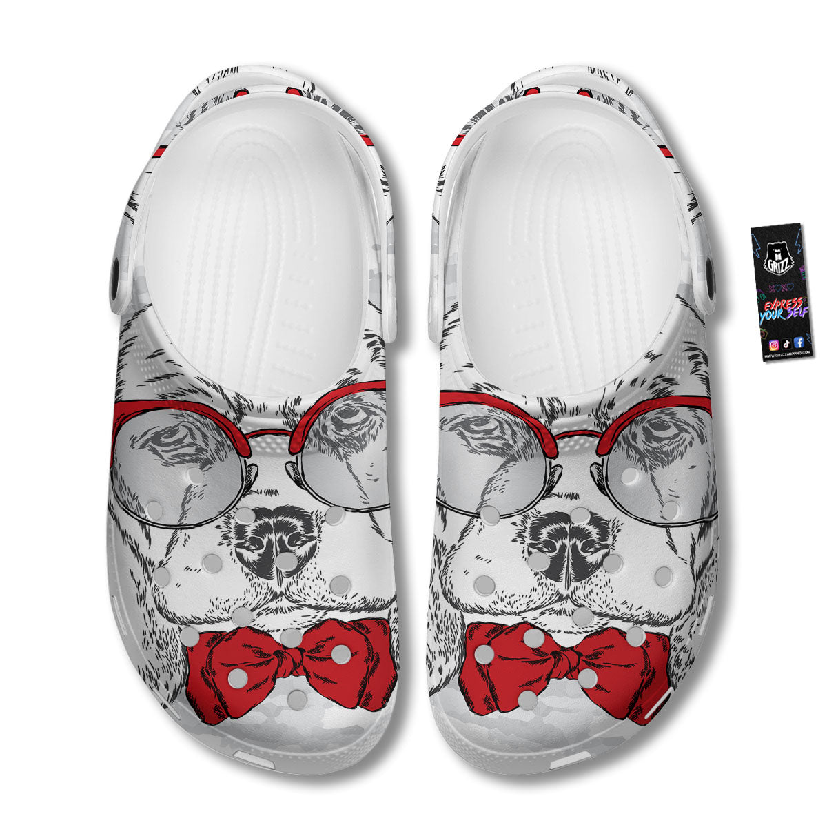 Beagle With Glasses Hipster Print Clog-grizzshop