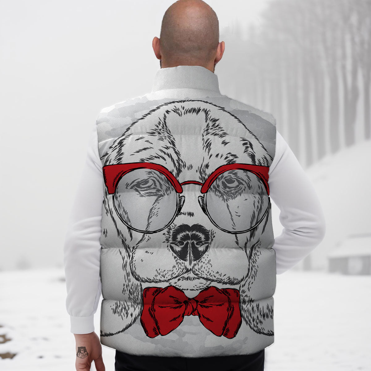 Beagle With Glasses Hipster Print Down Vest
