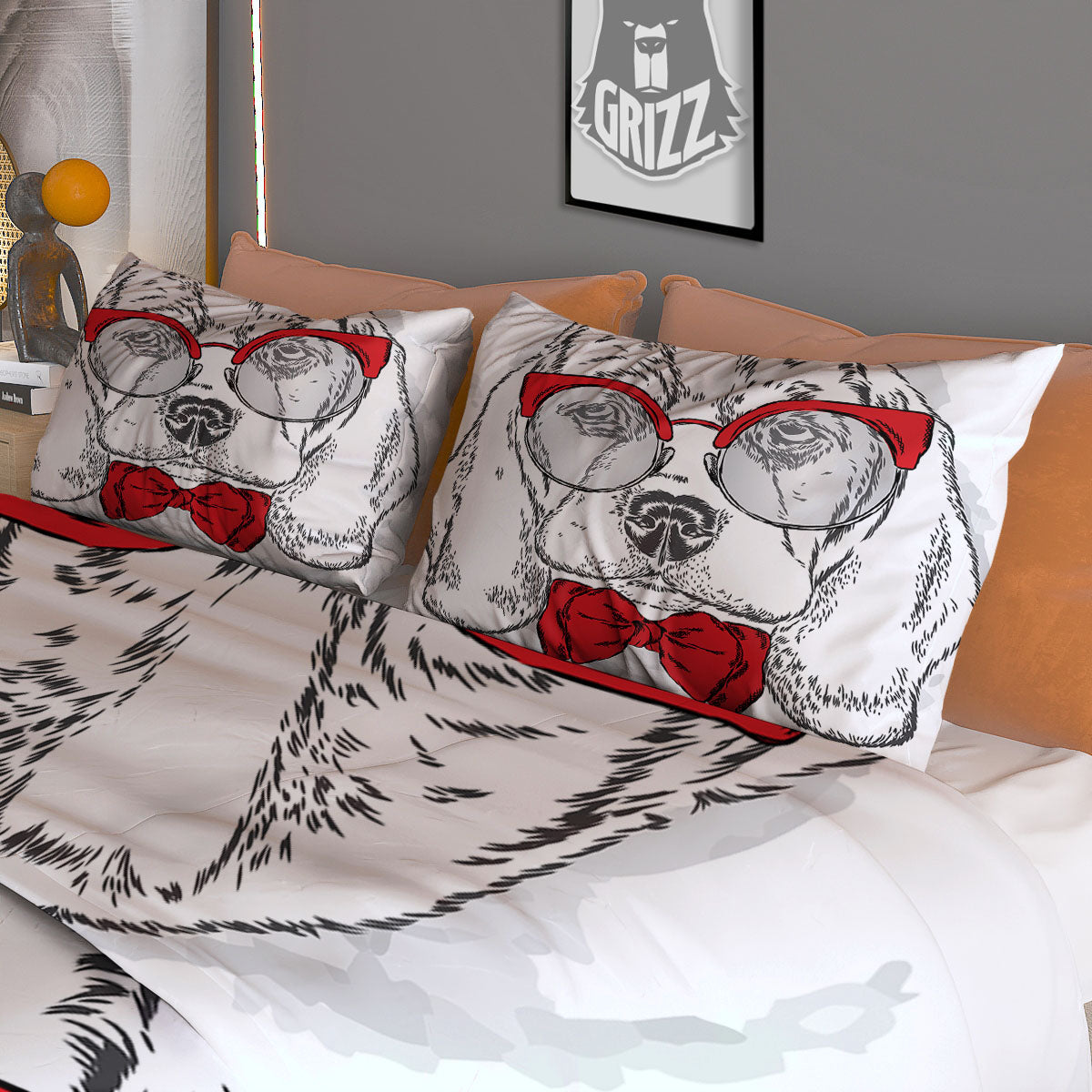 Beagle With Glasses Hipster Print Duvet Cover Bedding Set