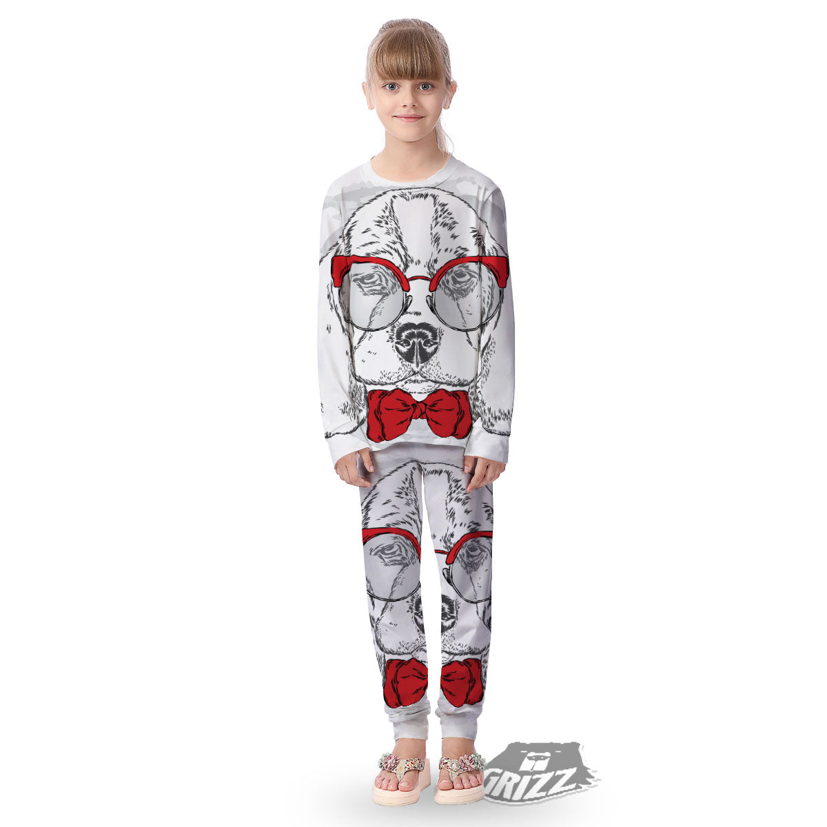 Beagle With Glasses Hipster Print Kid's Pajamas-grizzshop
