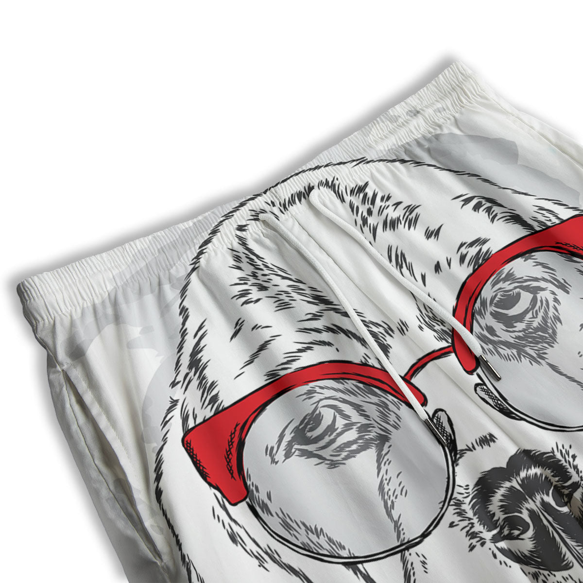 Beagle With Glasses Hipster Print Men's Athletic Shorts
