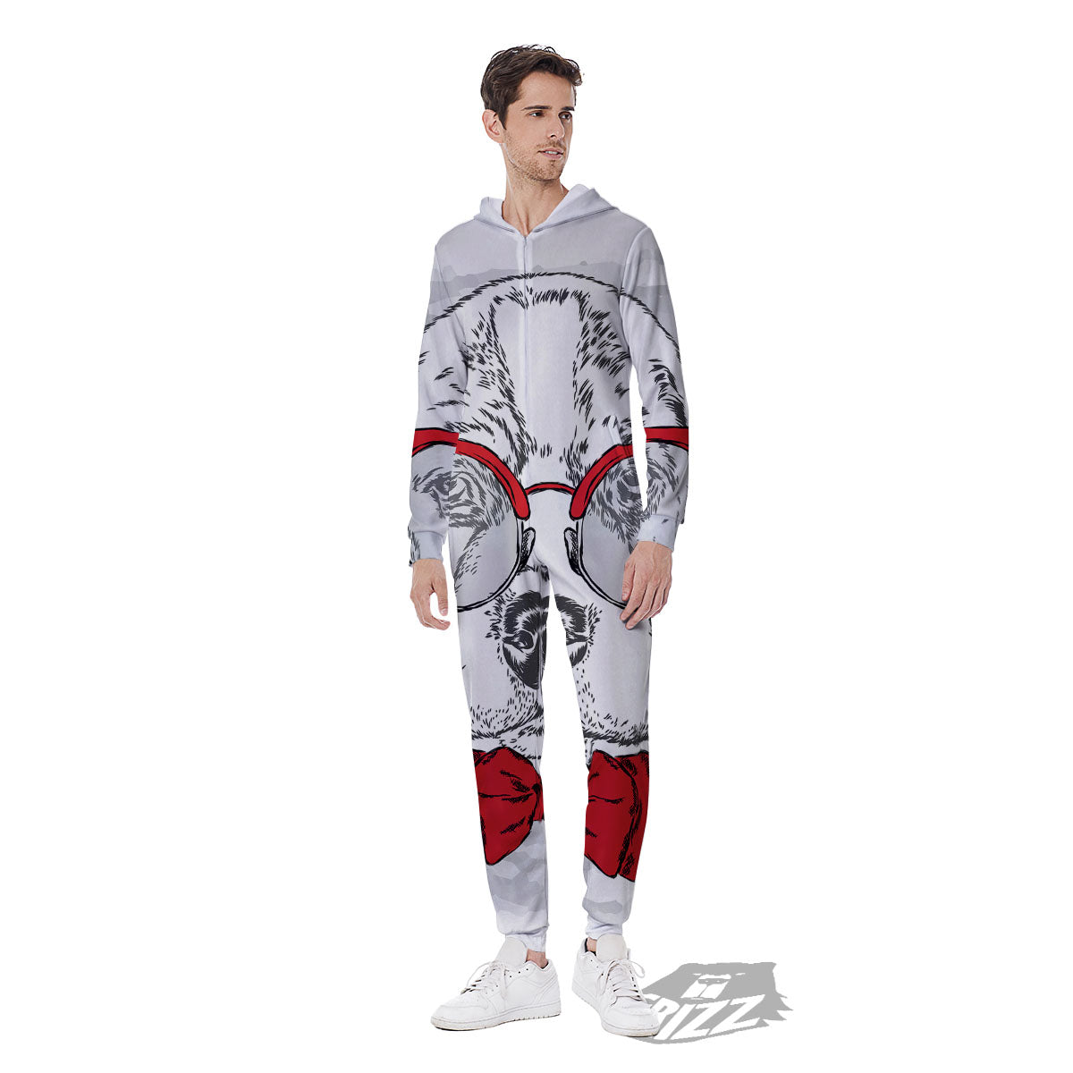 Beagle With Glasses Hipster Print Men's Jumpsuit-grizzshop
