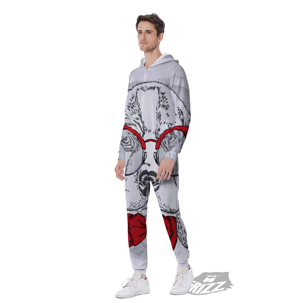 Beagle With Glasses Hipster Print Men's Jumpsuit-grizzshop