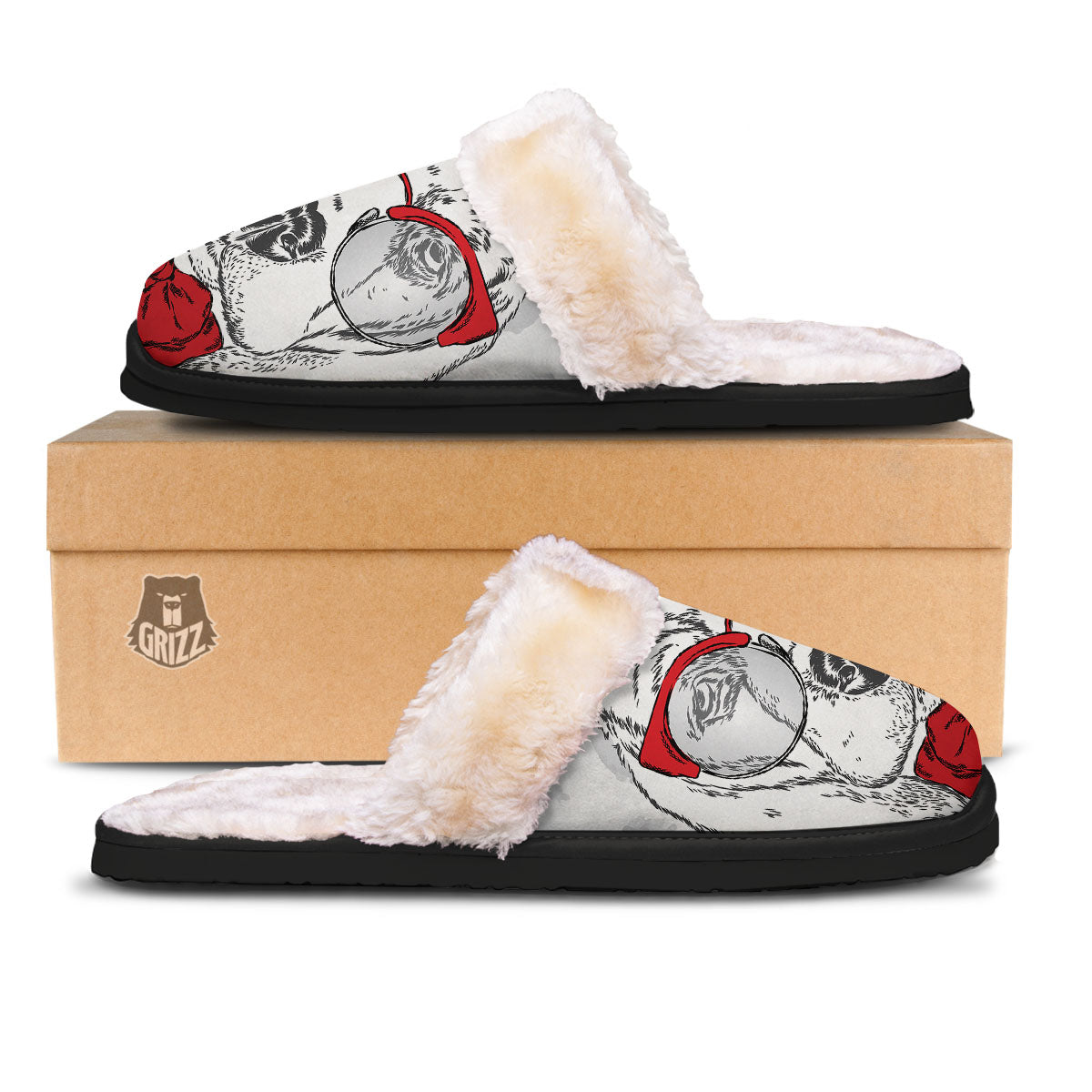Beagle With Glasses Hipster Print Slippers-grizzshop