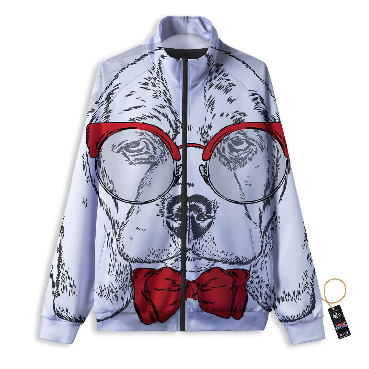 Beagle With Glasses Hipster Print Track Jacket-grizzshop