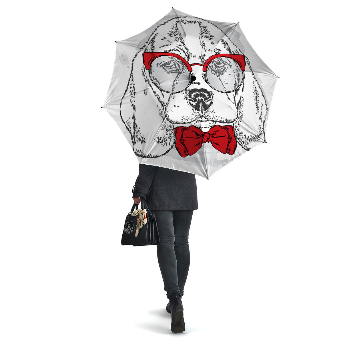 Beagle With Glasses Hipster Print Umbrella-grizzshop