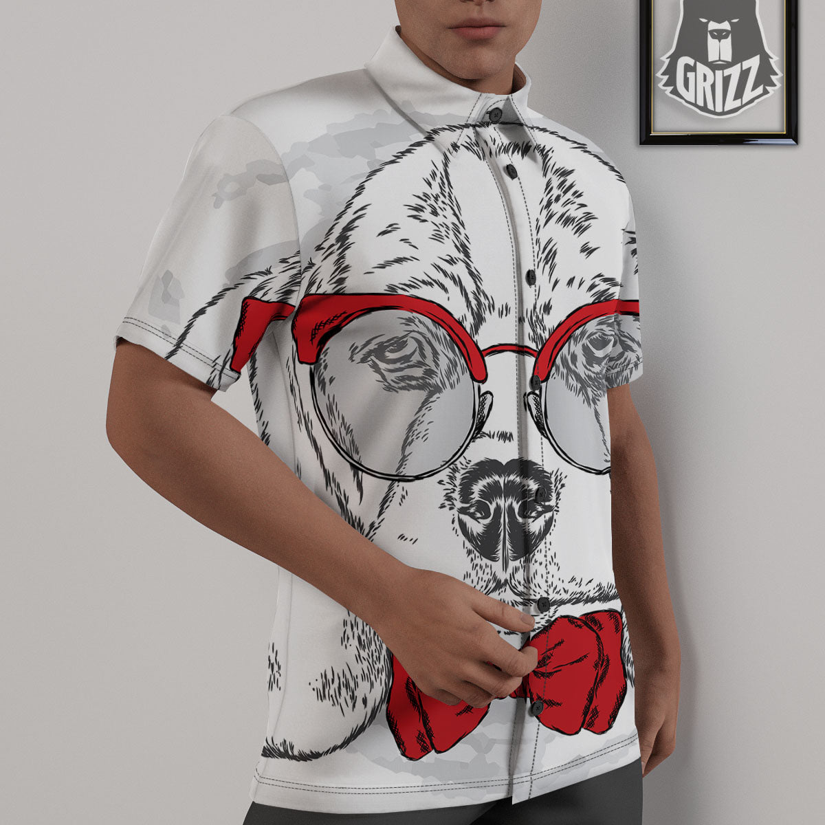 Beagle With Glasses Hipster Print Untucked Shirts-grizzshop