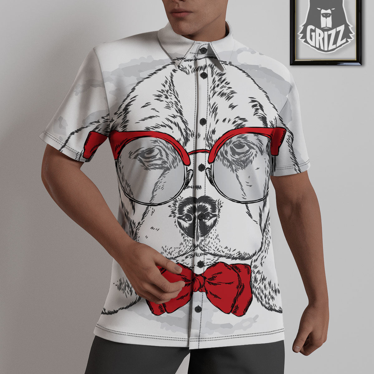 Beagle With Glasses Hipster Print Untucked Shirts-grizzshop