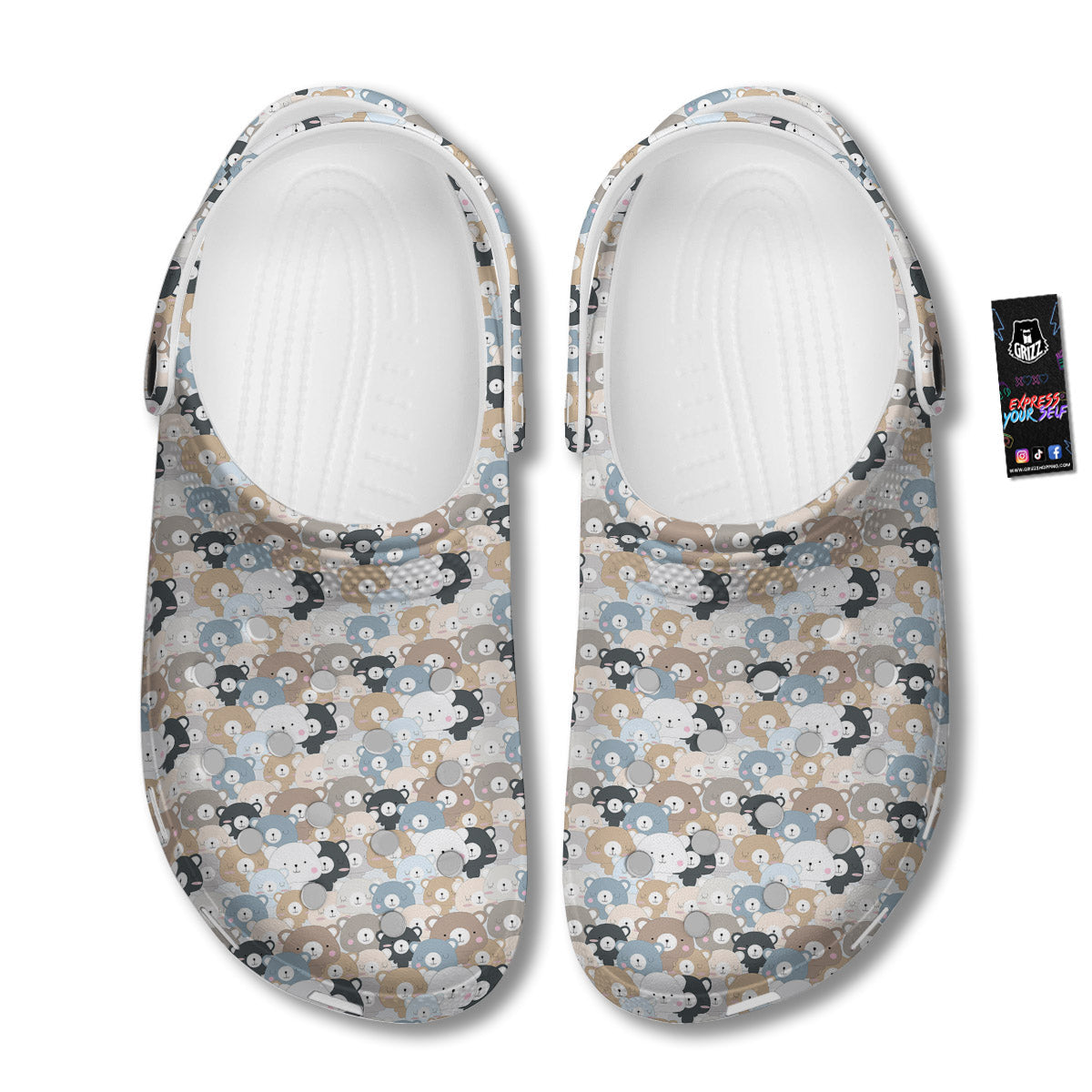 Bear Cute Print Pattern Clog-grizzshop