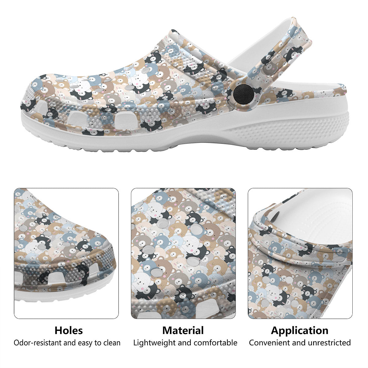 Bear Cute Print Pattern Clog-grizzshop