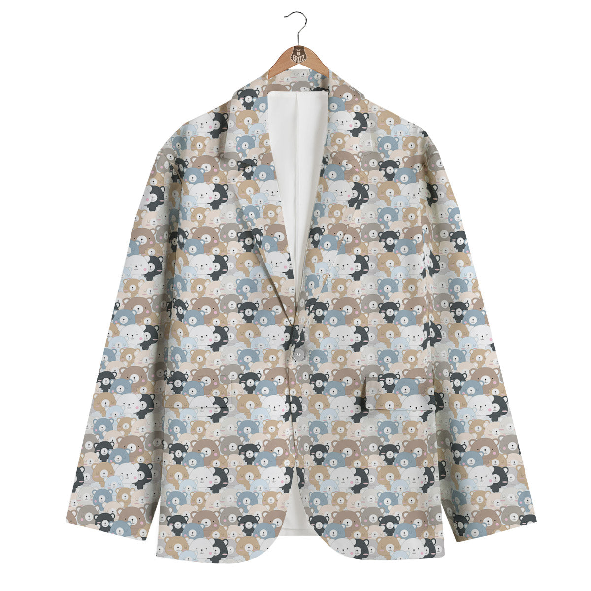 Bear Cute Print Pattern Men's Blazer-grizzshop