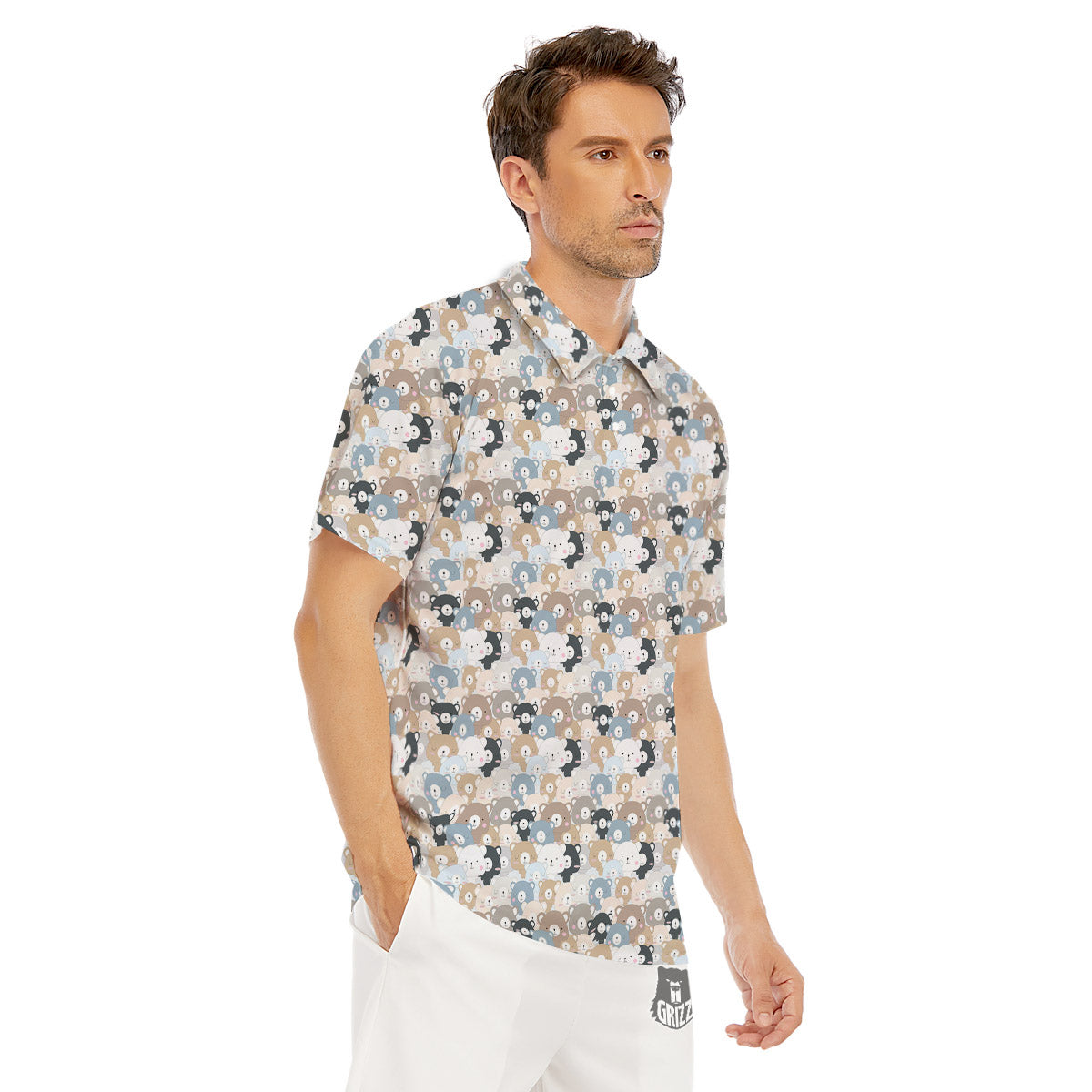 Bear Cute Print Pattern Men's Golf Shirts-grizzshop