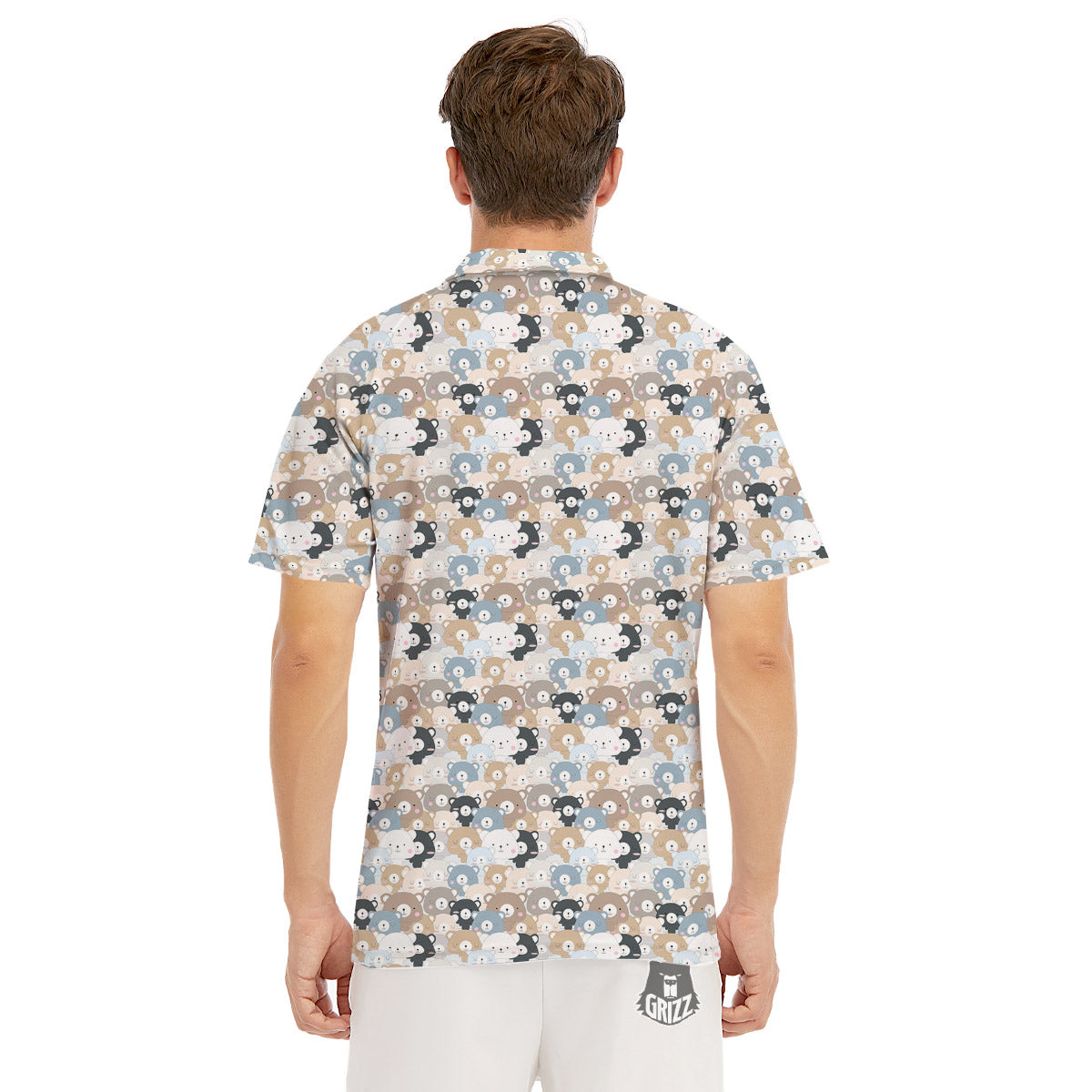 Bear Cute Print Pattern Men's Golf Shirts-grizzshop