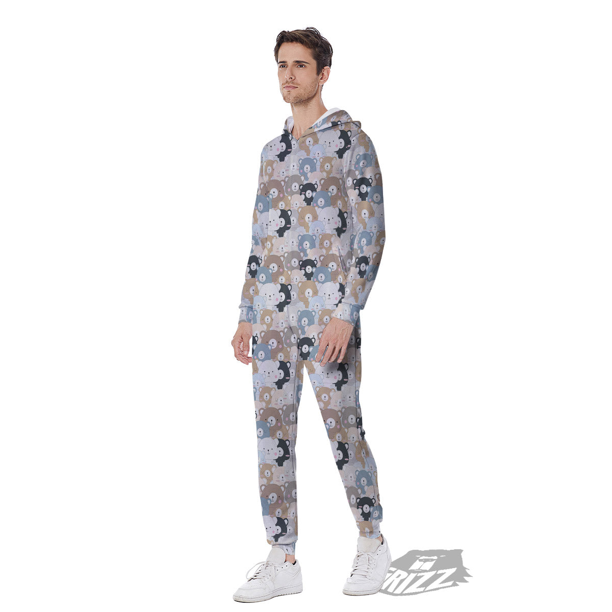 Bear Cute Print Pattern Men's Jumpsuit-grizzshop