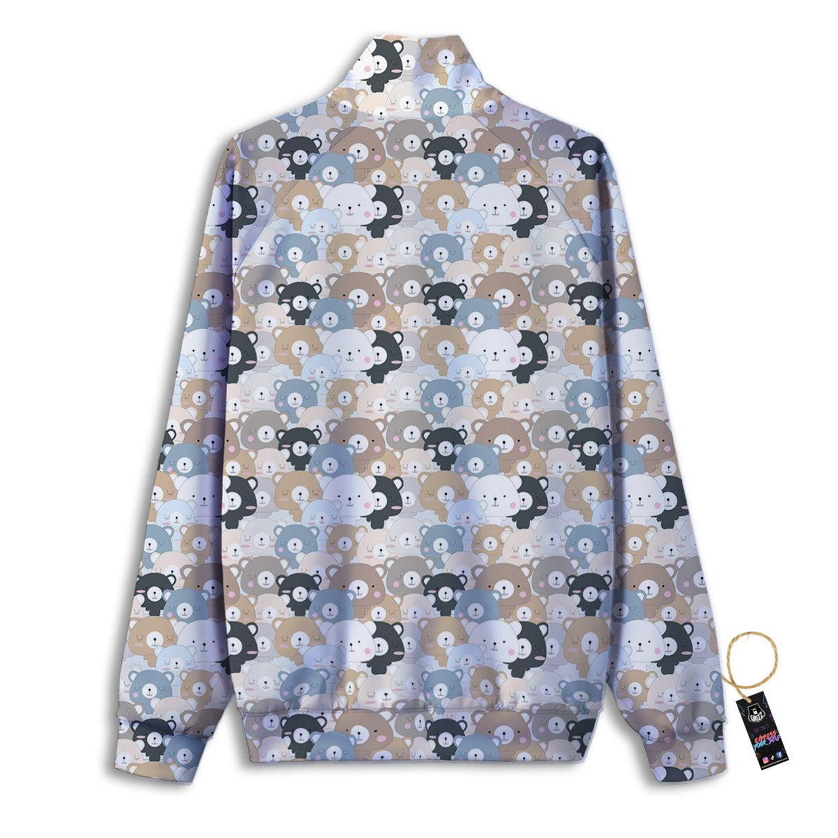 Bear Cute Print Pattern Track Jacket-grizzshop