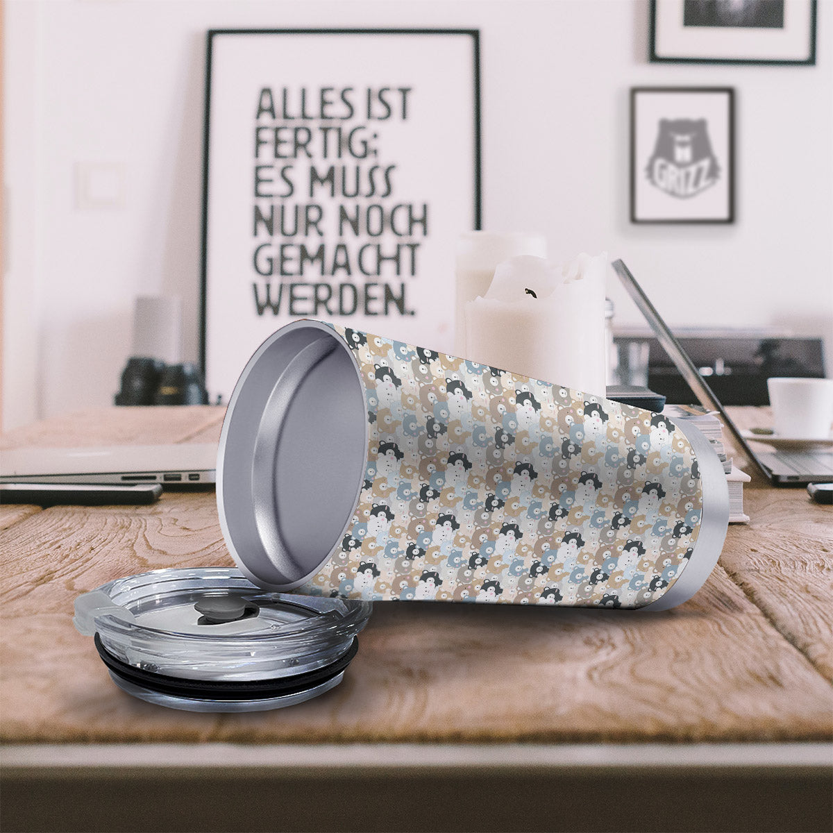 Bear Cute Print Pattern Tumbler-grizzshop
