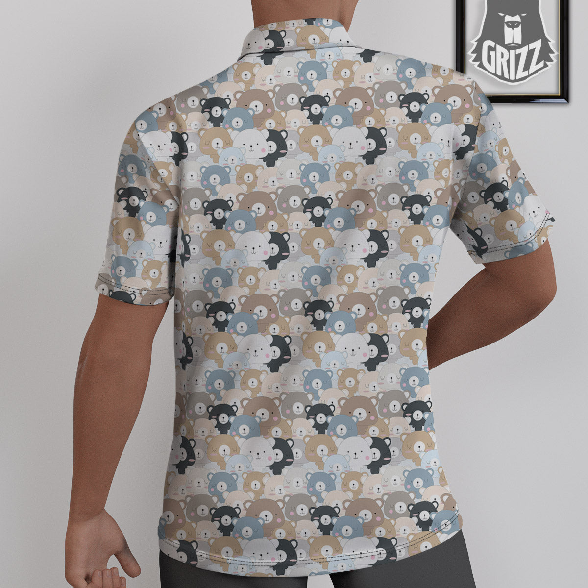 Bear Cute Print Pattern Untucked Shirts-grizzshop