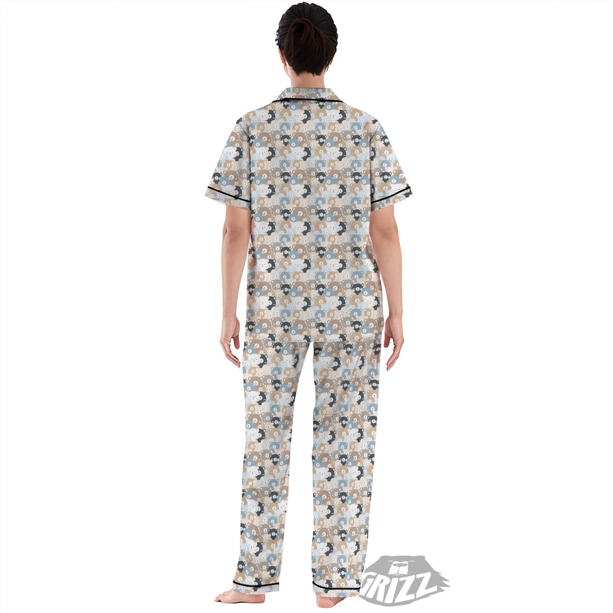 Bear Cute Print Pattern Women's Pajamas Set-grizzshop