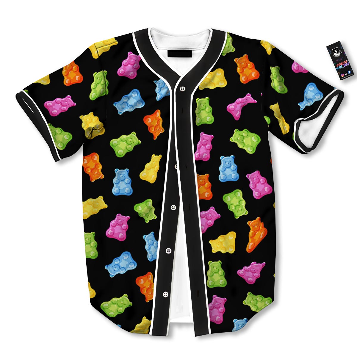 Bear Sweet Gummy Print Pattern Baseball Jersey-grizzshop