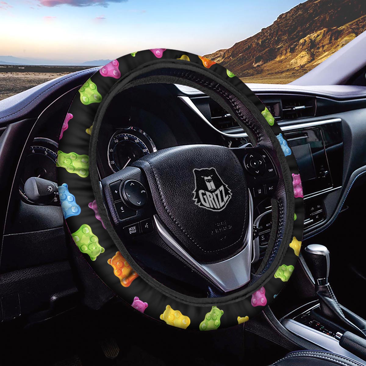 Bear Sweet Gummy Print Pattern Car Steering Wheel Cover-grizzshop