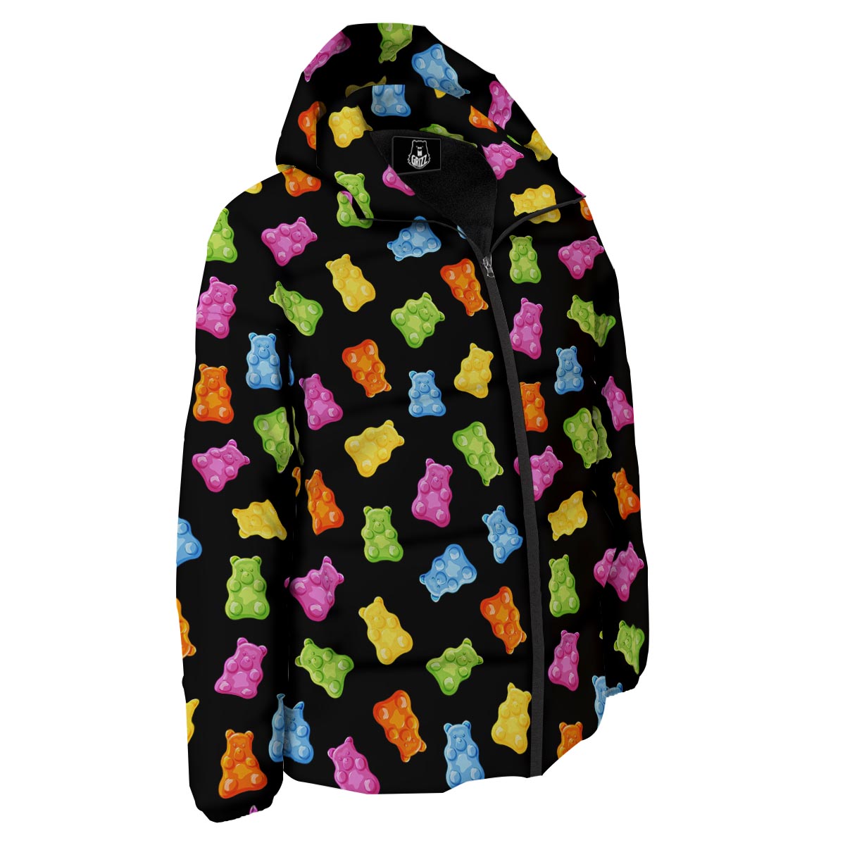 Bear Sweet Gummy Print Pattern Down Jacket-grizzshop