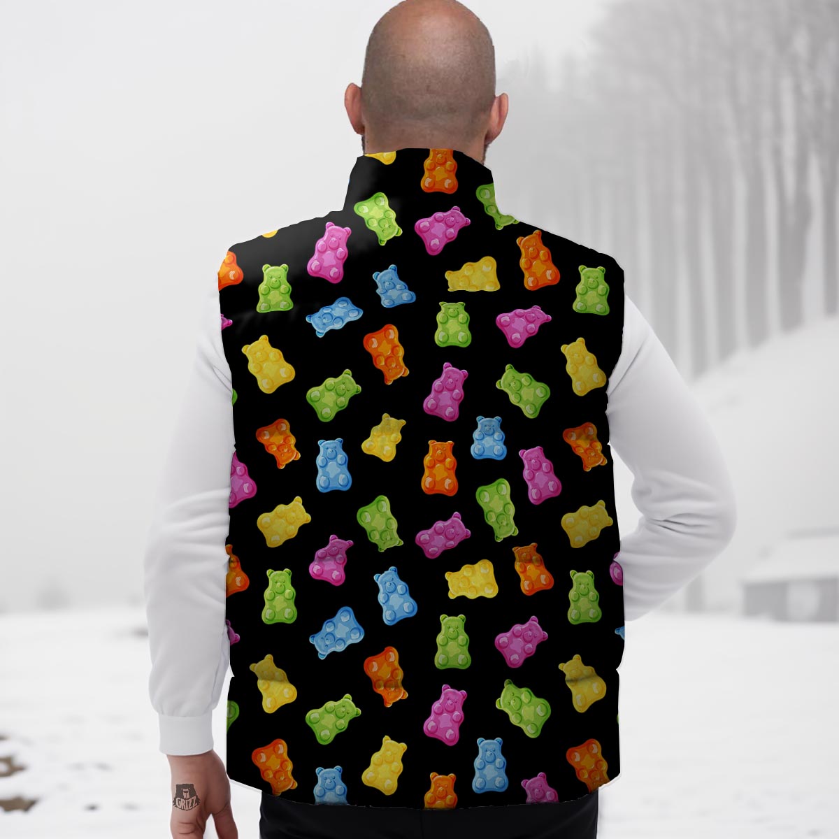 Bear Sweet Gummy Print Pattern Down Vest-grizzshop