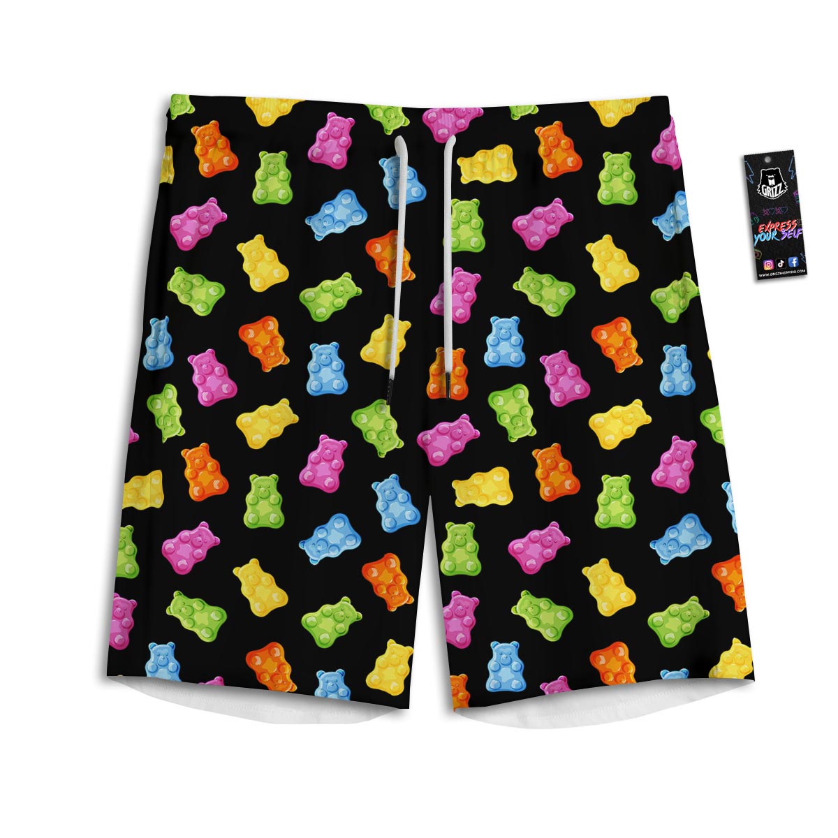 Bear Sweet Gummy Print Pattern Men's Athletic Shorts