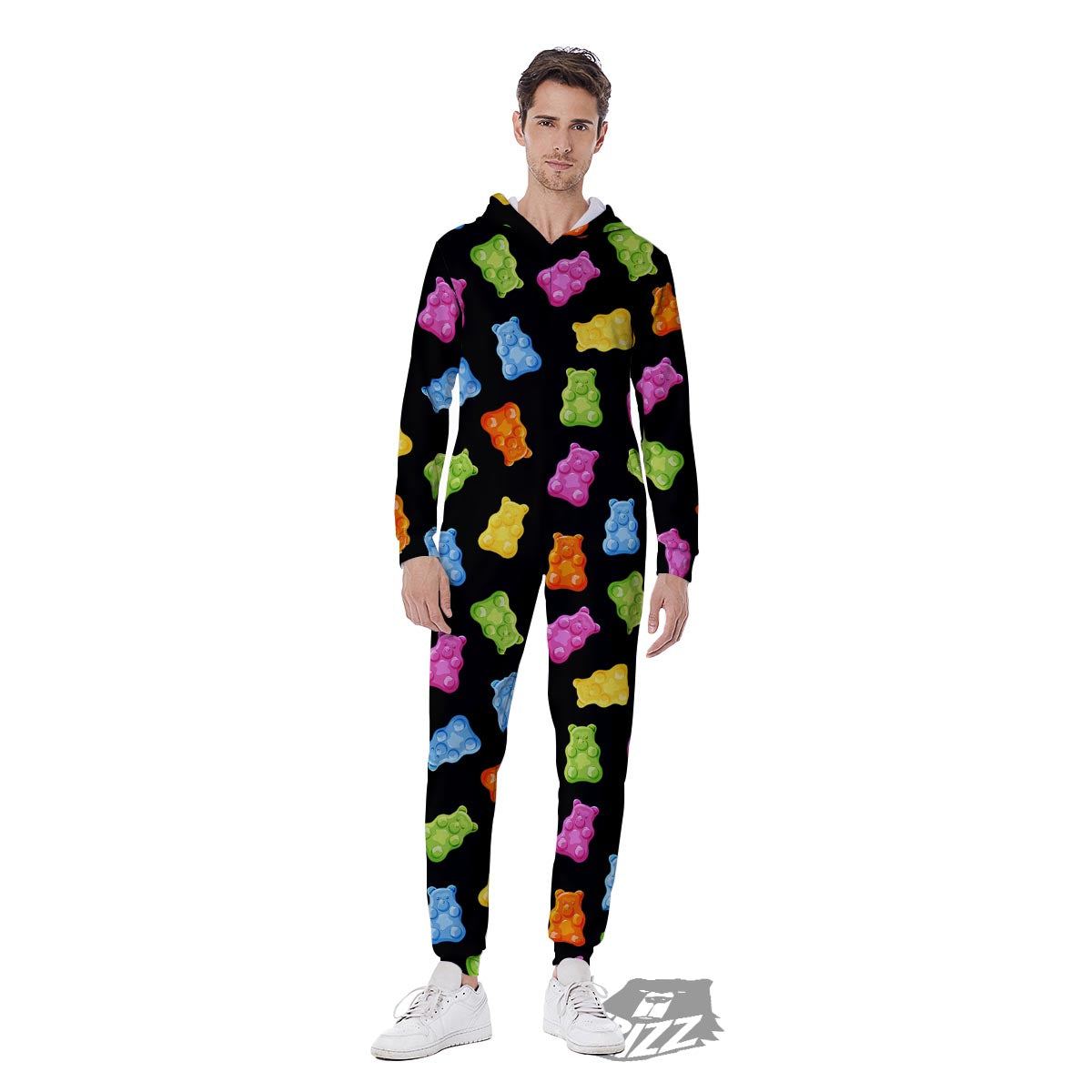 Bear Sweet Gummy Print Pattern Men's Jumpsuit-grizzshop