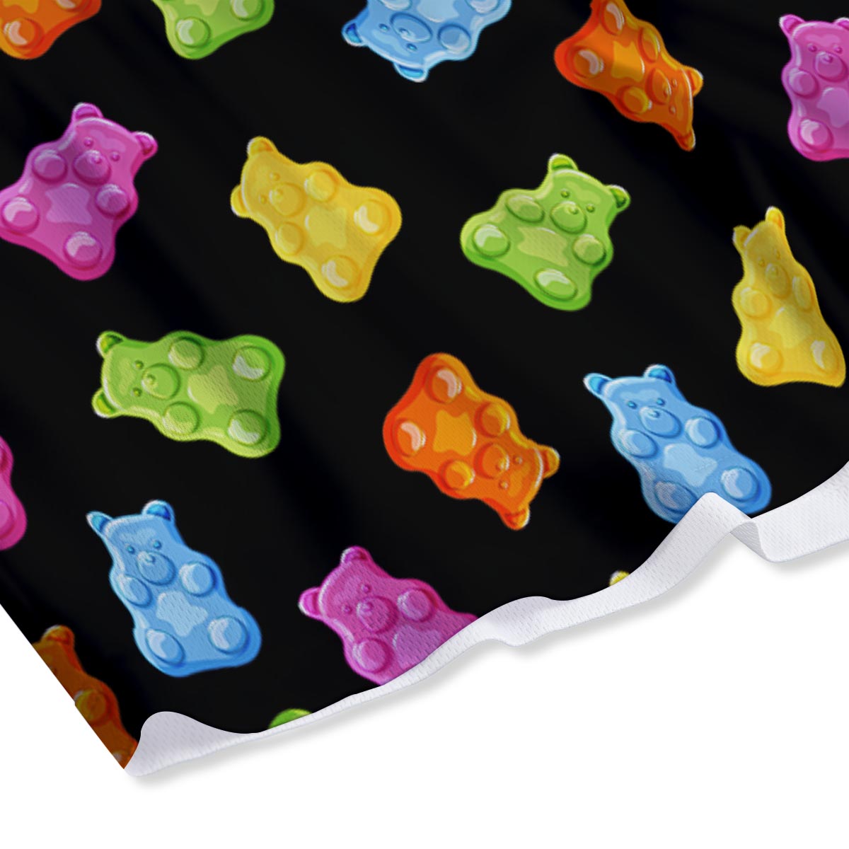 Bear Sweet Gummy Print Pattern Mesh Shorts