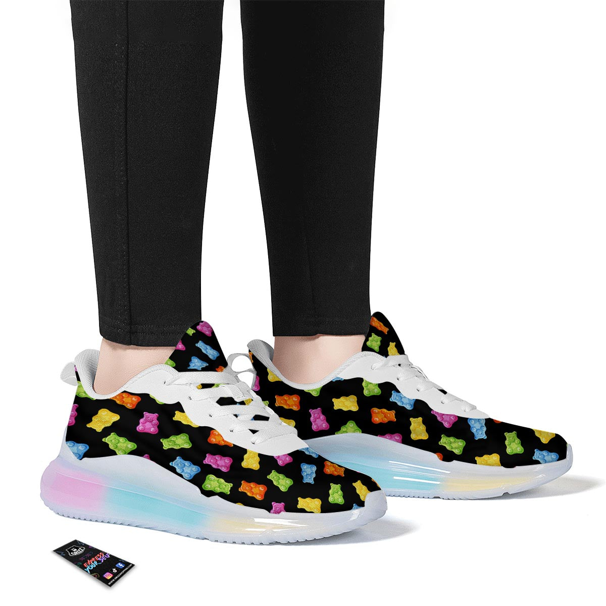Bear Sweet Gummy Print Pattern Running Sneakers-grizzshop