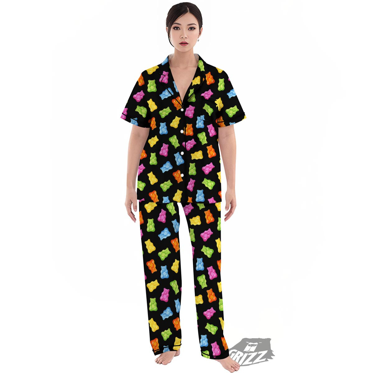 Bear Sweet Gummy Print Pattern Women's Pajamas Set-grizzshop