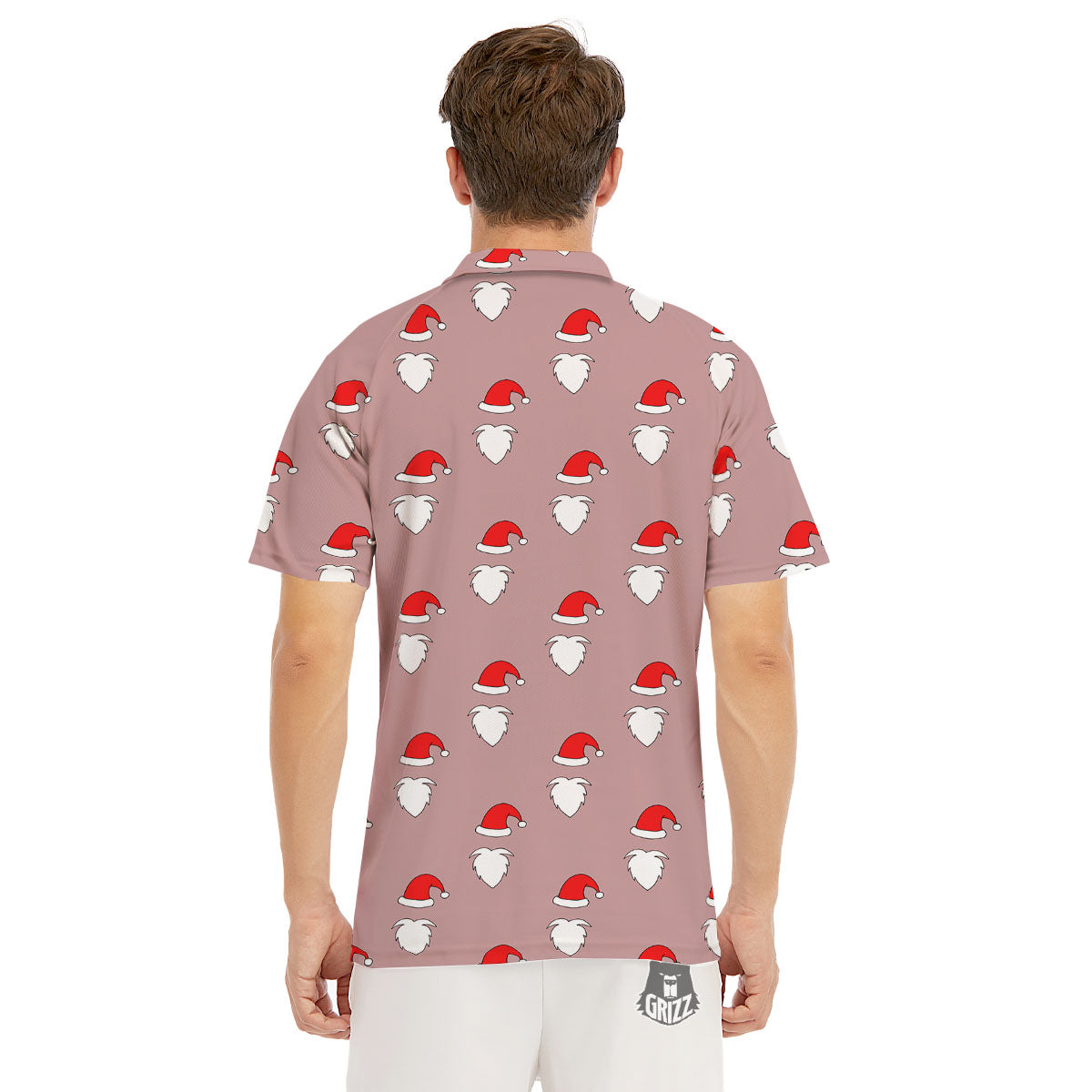 Beard Santa Claus Print Pattern Men's Golf Shirts-grizzshop