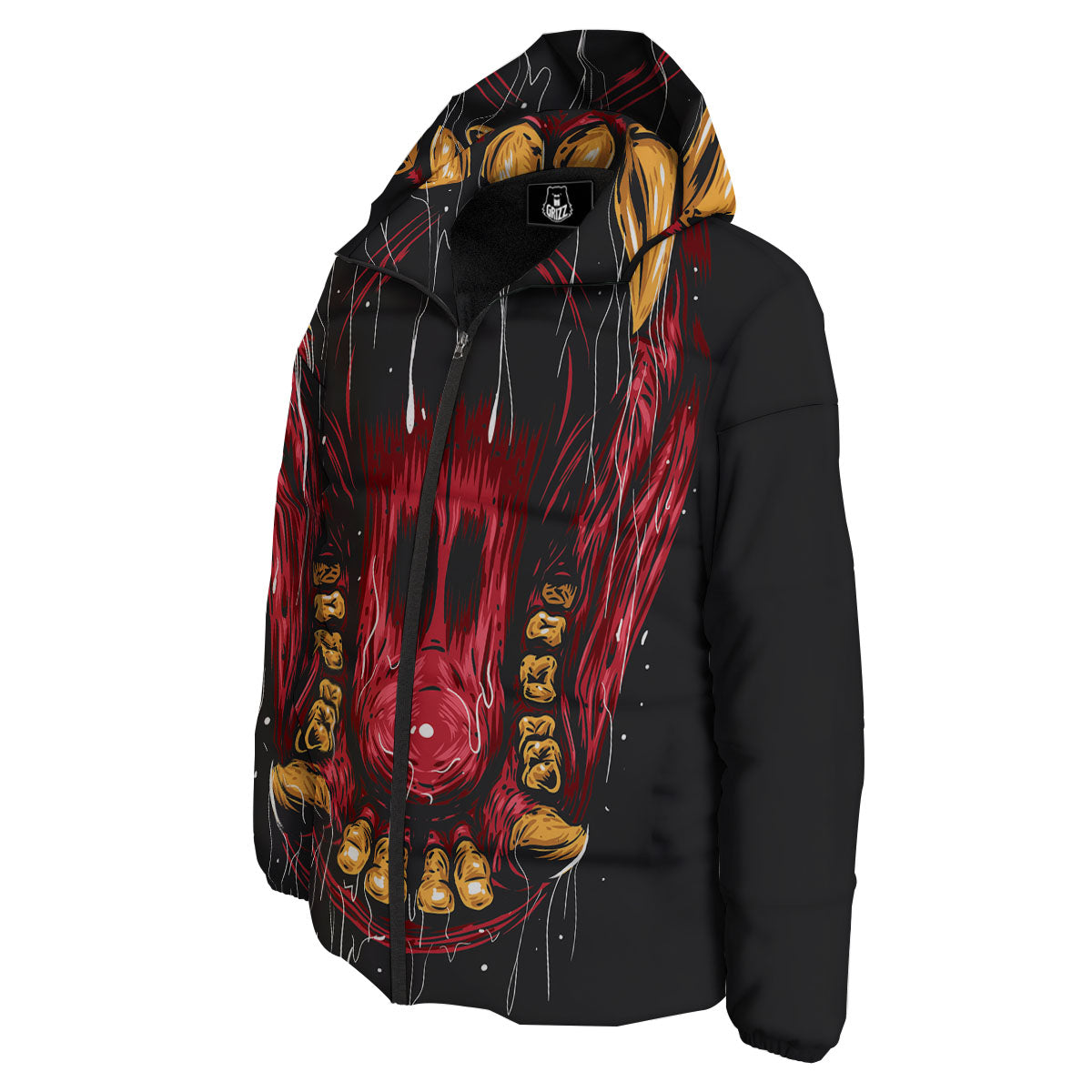 Beast Mouth Open Print Down Jacket-grizzshop